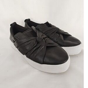 Rebecca Minkoff Nicole Platform Sneakers Black Leather Twisted Knotted Size 9‎